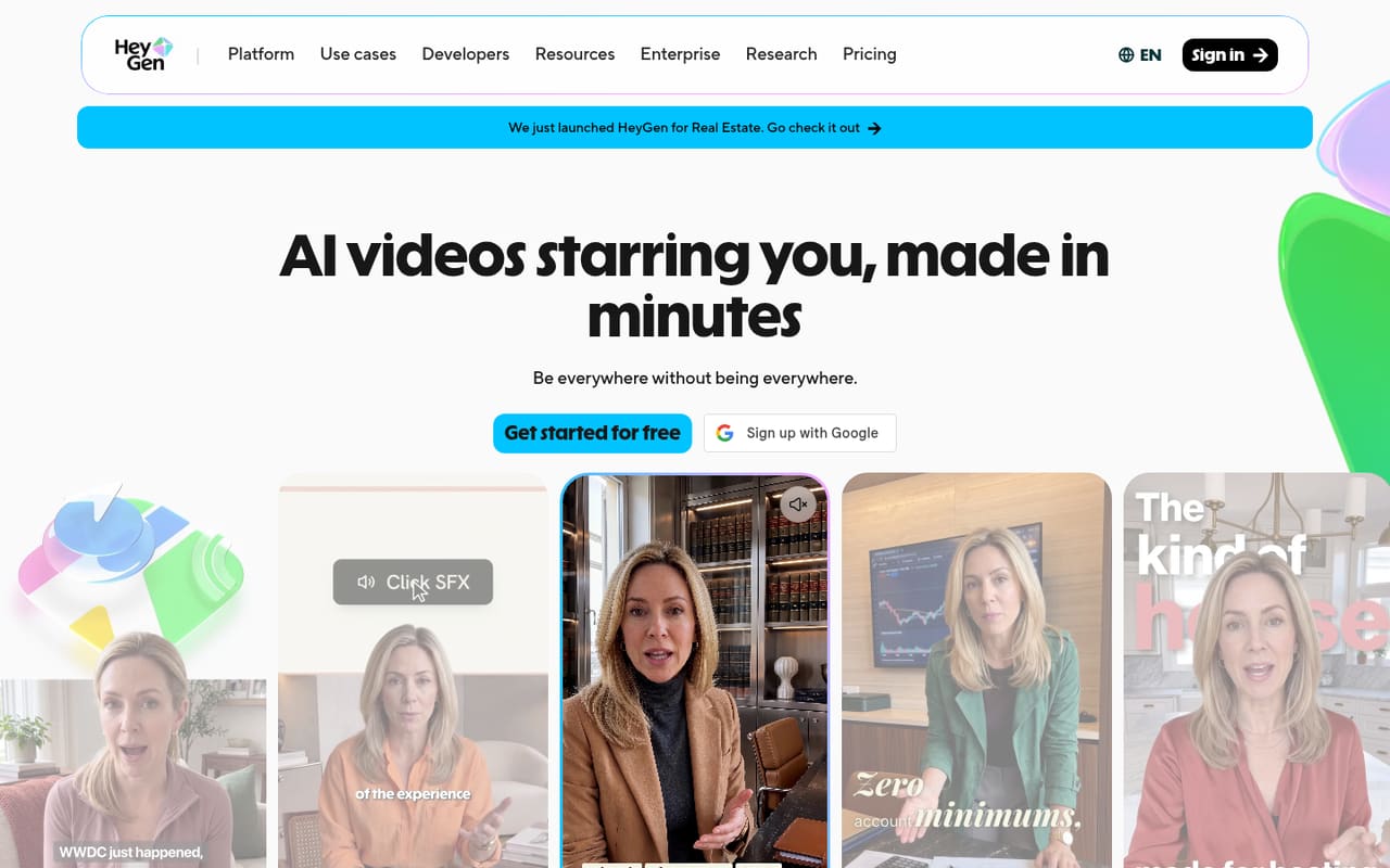 Главная HeyGen: создание реалистичных ИИ-видео с аватарами