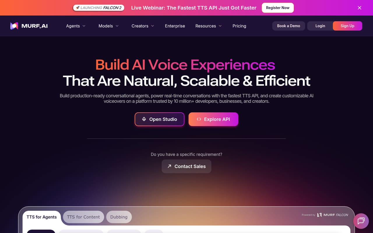 Главная Murf: платформа ИИ-голосов и разговорных агентов
