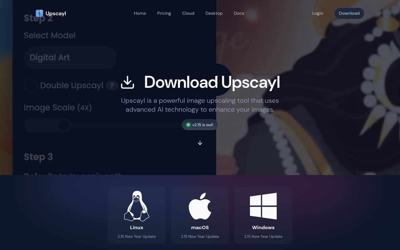 Страница загрузки Upscayl: сборки для Linux, macOS и Windows, версия 2.15