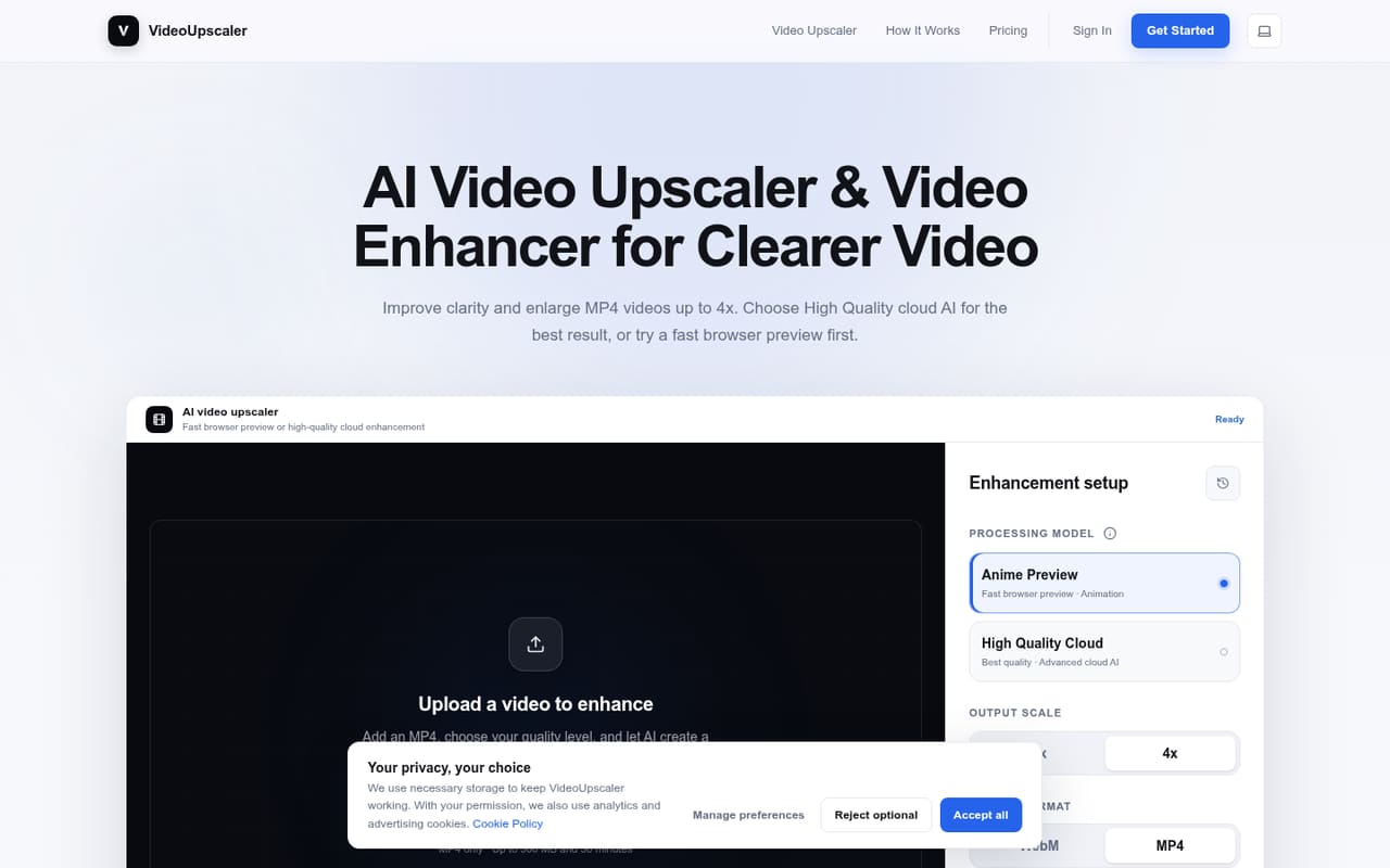 Главная VideoUpscaler: увеличение видео до 4× и улучшение чёткости